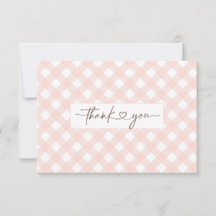 Remerciements Carte de remerciement de douche en gingham rose