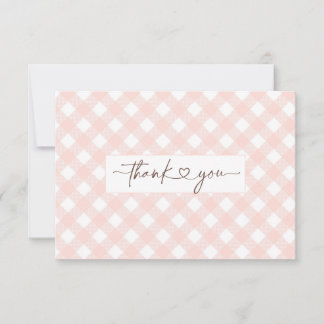 Remerciements Carte de remerciement de douche en gingham rose