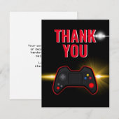 Remerciements Carte de remerciement de fête de jeu vidéo rouge (Devant / Derrière)
