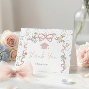 Remerciements Carte de remerciement de fin d'études à ruban rose