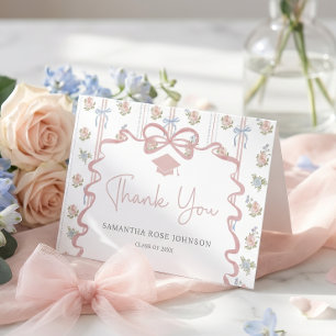 Remerciements Carte de remerciement de fin d'études à ruban rose