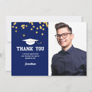 Remerciements Carte de remerciement de fin d'études avec confett
