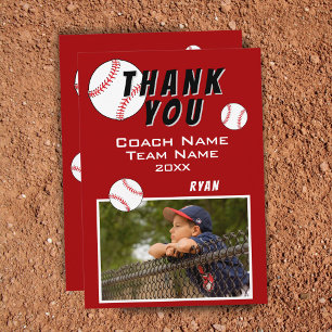 Remerciements Carte de remerciement de joueur de baseball rouge