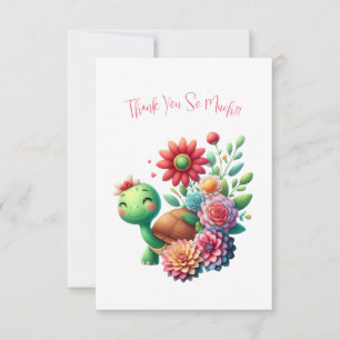 Remerciements Carte de remerciement de la tortue florale mignonn