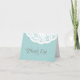 Remerciements Carte de remerciement de mariage à dentelle bleue