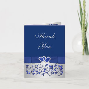 Remerciements Carte de remerciement de mariage à fleurs bleues e