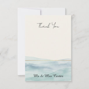 Remerciements Carte de remerciement de mariage à l'aquarelle ble