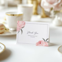 Carte de remerciement de mariage à l'aquarelle ros