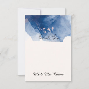 Remerciements Carte de remerciement de mariage à l'encre bleue l