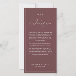 Remerciements Carte de remerciement de mariage à monogramme élég