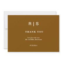 Carte de remerciement de mariage à monogramme marr