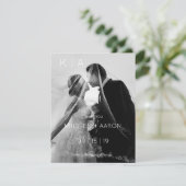 Remerciements Carte de remerciement de mariage à monogramme mode (Debout devant)