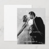 Remerciements Carte de remerciement de mariage à monogramme mode (Devant / Derrière)