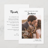 Remerciements Carte de remerciement de mariage à script simple e (Devant / Derrière)