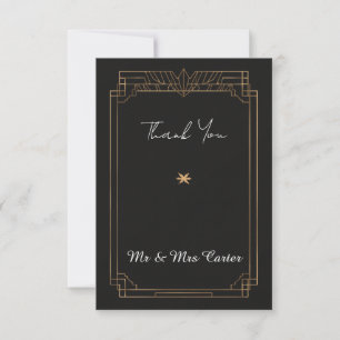Remerciements Carte de remerciement de mariage Art Déco noir or