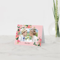 Carte de remerciement de mariage aux roses vintage