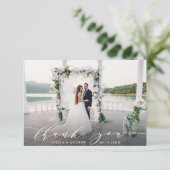 Remerciements Carte de remerciement de mariage avec calligraphie (Debout devant)