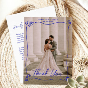 Remerciements Carte de remerciement de mariage bleu avec cœur gr
