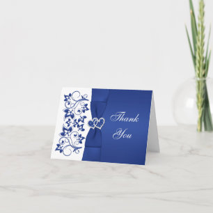 Remerciements Carte de remerciement de mariage Bleu, fleurs blan