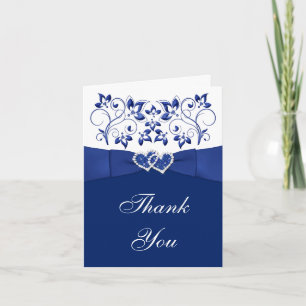 Remerciements Carte de remerciement de mariage Bleu, fleurs blan