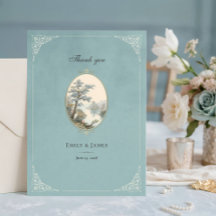Carte de Remerciement de Mariage Bleu Poussiéreux