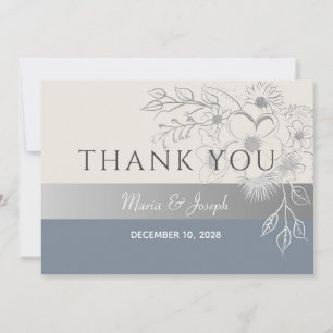 Remerciements Carte de remerciement de mariage bleu poussiéreux