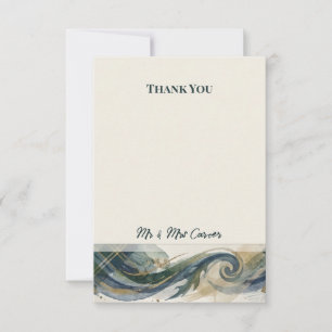 Remerciements Carte de remerciement de mariage Blue Green Wave