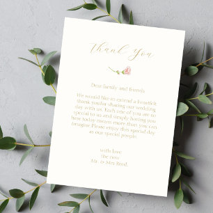 Remerciements Carte de remerciement de mariage Chic Rose à plat
