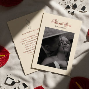 Remerciements Carte de remerciement de mariage classique rouge g