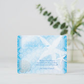 Remerciements Carte de remerciement de mariage de plage bleu sci (Debout devant)