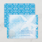 Remerciements Carte de remerciement de mariage de plage bleu sci (Devant / Derrière)