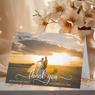 Remerciements Carte de remerciement de mariage Elegant Script TH