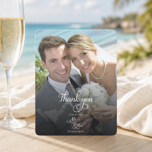Remerciements Carte de remerciement de mariage élégante avec pho