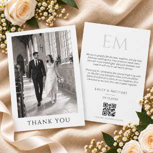 Remerciements Carte de remerciement de mariage élégante avec QR
