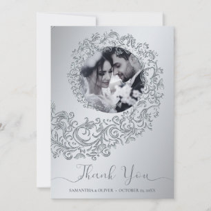 Remerciements Carte de remerciement de mariage élégante en damas
