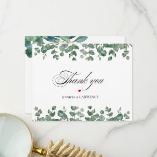 Remerciements Carte de remerciement de mariage Élégante Verdure