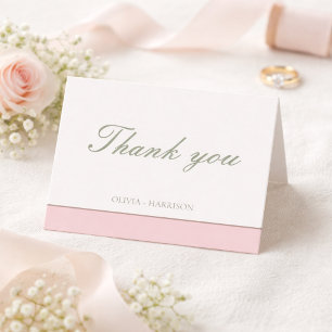 Remerciements Carte de remerciement de mariage élégante vert sau