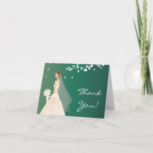 Remerciements Carte de remerciement de mariage élégante verte ém