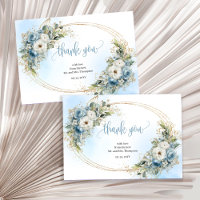 Carte de remerciement de mariage en or bleu poussi