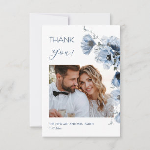Remerciements Carte de remerciement de mariage Fleurs Bleues Tra