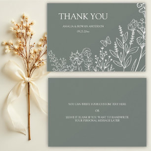 Remerciements Carte de remerciement de mariage Fleurs de prairie