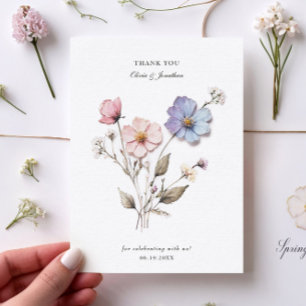 Remerciements Carte de remerciement de mariage Fleurs pressées é