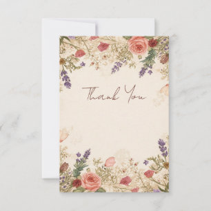 Remerciements Carte de remerciement de mariage Fleurs séchées De
