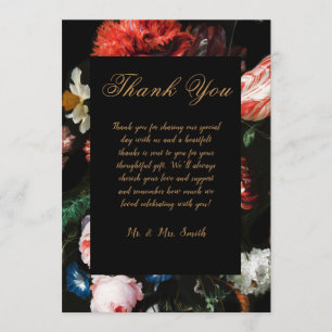 Remerciements Carte de remerciement de mariage floral rouge noir