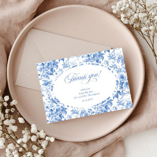 Remerciements Carte de remerciement de mariage florale bleu pous