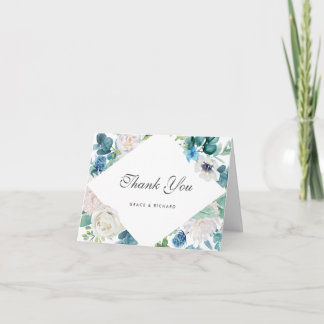 Remerciements Carte de remerciement de mariage florale bleu saug