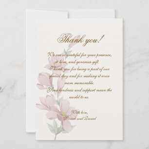Remerciements Carte de remerciement de mariage florale classique