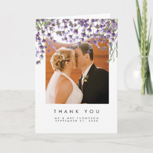 Remerciements carte de remerciement de mariage florale lavande a