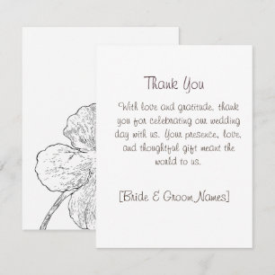Remerciements Carte de remerciement de mariage florale noir et b