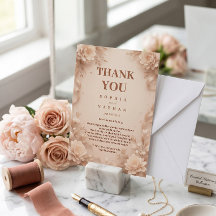 Carte de remerciement de mariage florale personnal